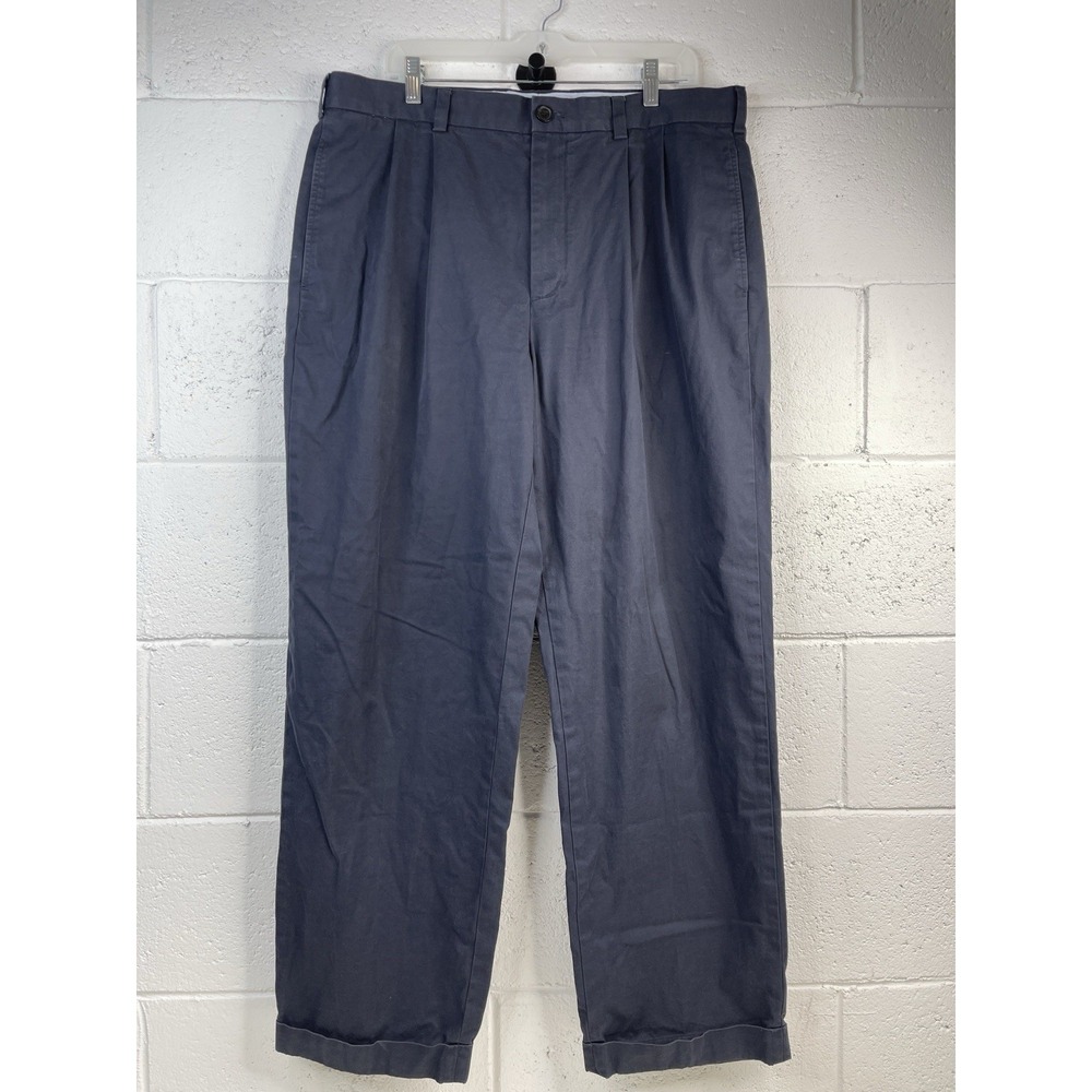 Brooks Brothers Advantage Chino Pants Elliot Men's 38‎ 31 Navy Pleated Cuffed